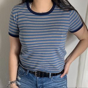 vintage blue and yellow top